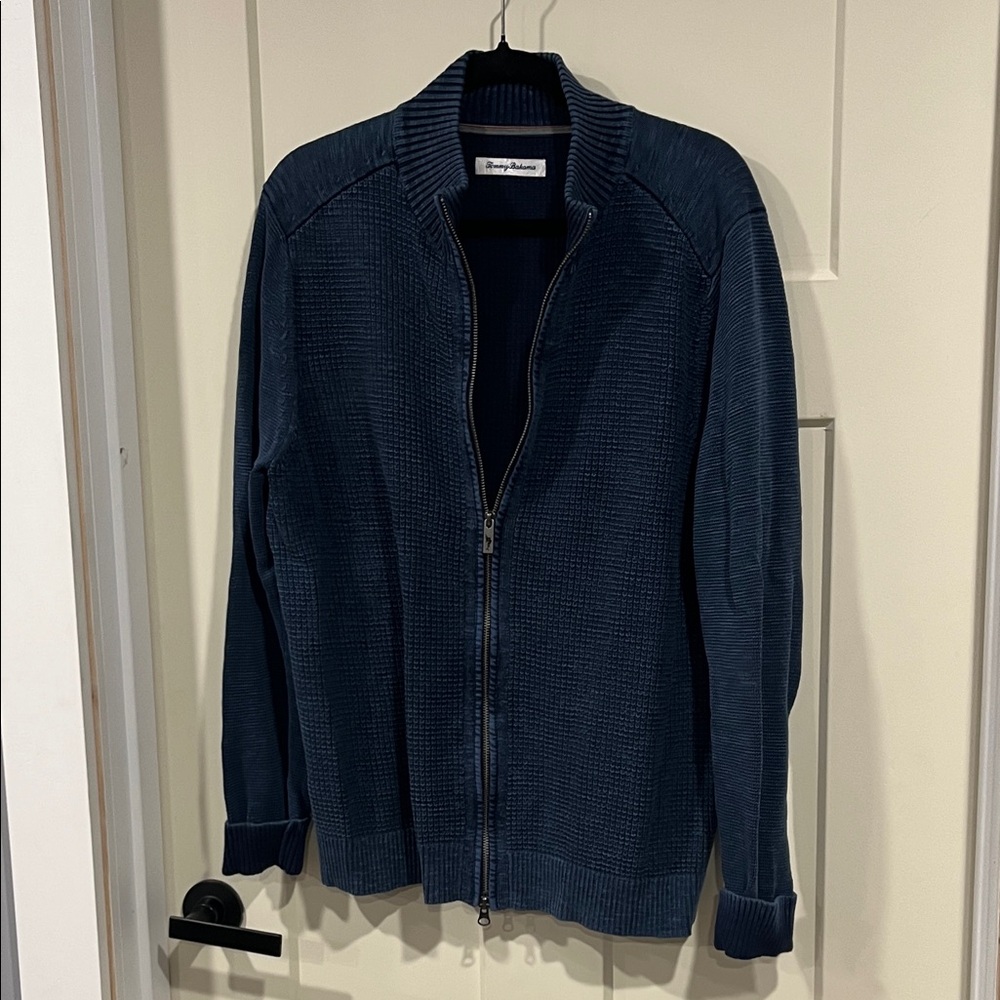 Tommy Bahama Men's Navy Zip-Up Sweater